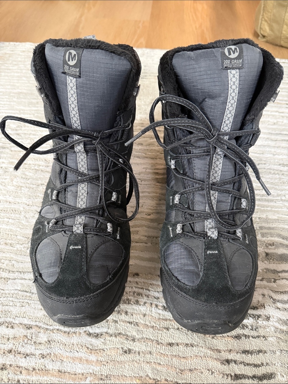 Merrell Men's Black and Gray Winter Hiking Boots